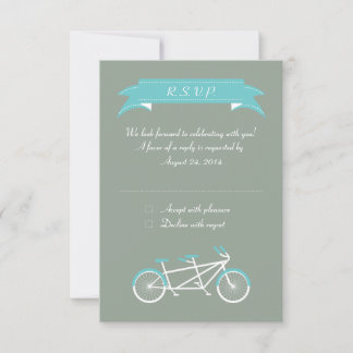 Invitación Bicicleta tándem (gris / azul) RSVP