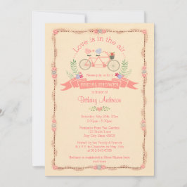 Invitación Bicicleta tándem, pájaros y ducha de novias