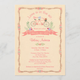 Invitación Bicicleta tándem, pájaros y ducha de novias