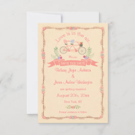 Invitación Bicicleta tándem, pájaros y pancartas salvan la fe