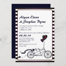 Invitación Bicicleta Tandem Romántica Recepción Post Boda