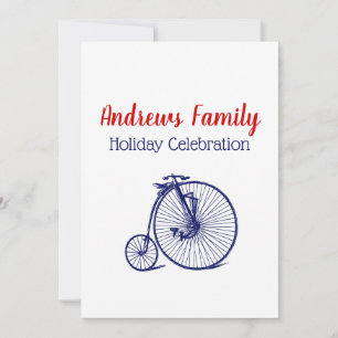 Invitación Bicicleta Vintage Velocípedo Penny Farthing Azul