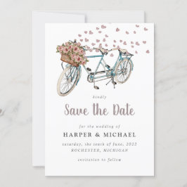 Invitación Bicicleta Watercolor Tandem para salvar la fecha