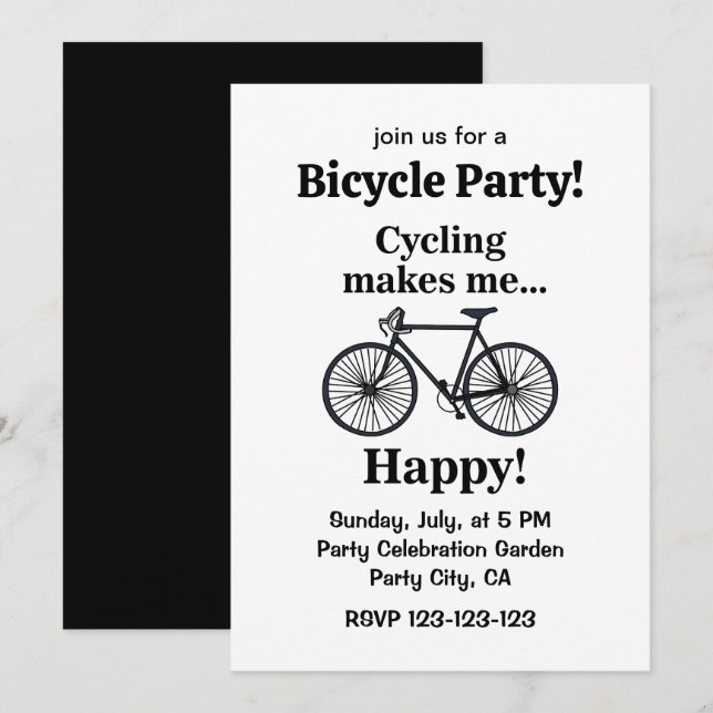Invitación Bicycle Cycling Biking Party (Anverso / Reverso)