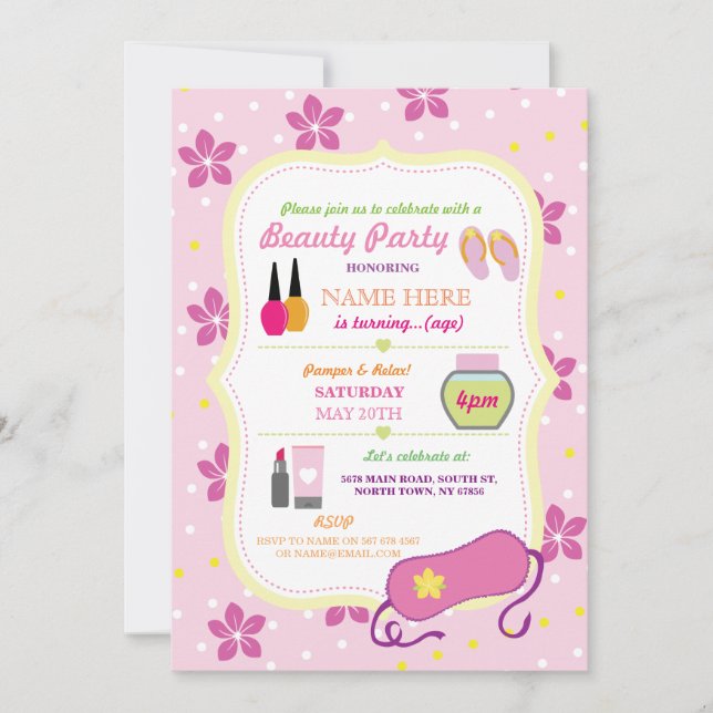 Invitación Bienestar de belleza fiesta de cumpleaños Relax Pa (Anverso)