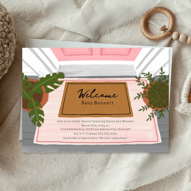 Invitación Bienvenida a Baby Door Mat Chica Rosado Baby Showe (Subido por el creador)