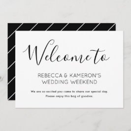 Invitación Bienvenida a la Boda Elegante en Blanco y Negro