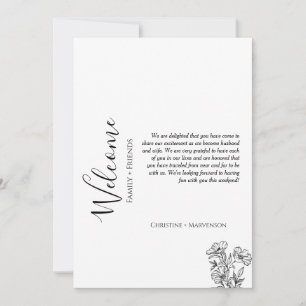 Invitación Bienvenida a la boda moderna y itinerario de fin d
