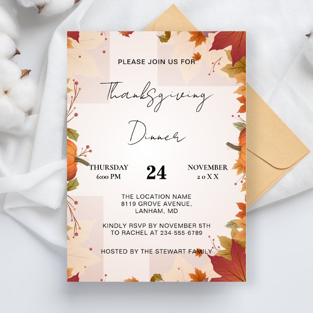 Invitación Bienvenida a la familia de la cena de Acción de Gr (Subido por el creador)