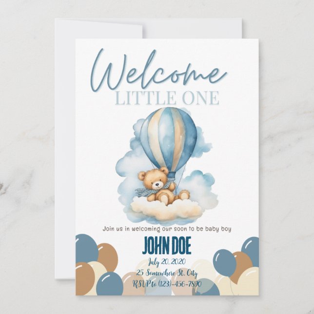 Invitación Bienvenida a la pequeña ducha de bebé (Anverso)