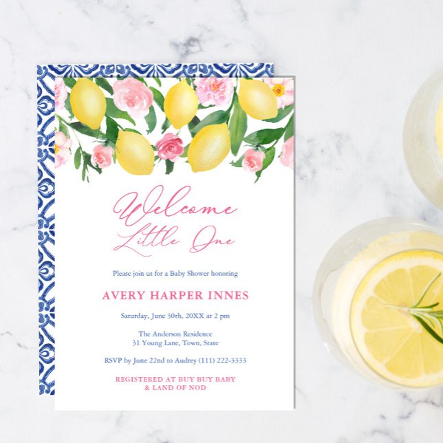 Invitación Bienvenida a Little One Capri Lemons Chica Baby Sh (Subido por el creador)