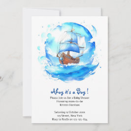 Invitación Bienvenida a los marineros: Baby Shower de niño ná