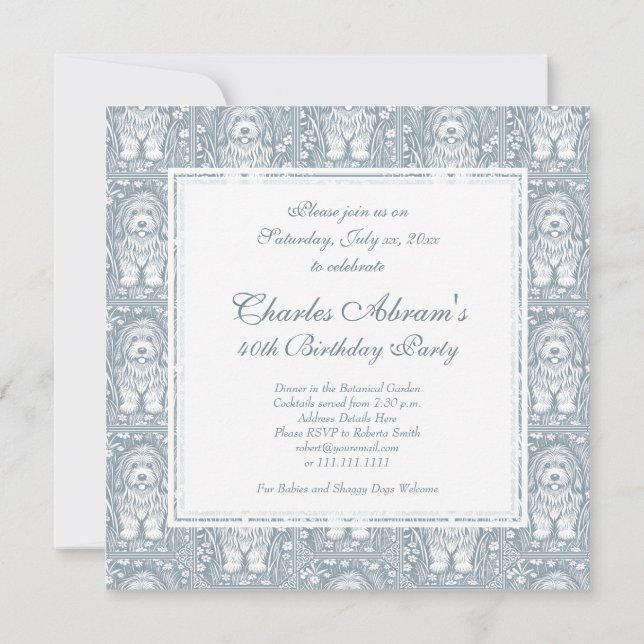 Invitación Bienvenida a Mascotas de la fiesta de cumpleaños d (Reverso)