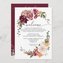 Invitación Bienvenida al Boda Itinerario Boda Boho Country