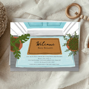 Invitación Bienvenida Baby Shower de Baby Door Mat Blue Boy