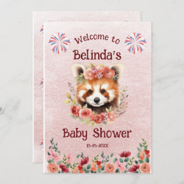 Invitación Bienvenida Baby Shower para Red Panda Bear