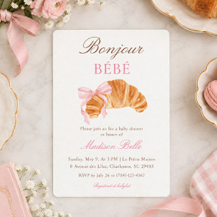 Invitación Bienvenida Bebé Croissant Lazo Baby Shower Frances