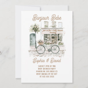 Invitación Bienvenida Bebé Floral Baby Shower Francés