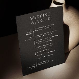 Invitación Bienvenida de boda. Cronología de itinerario de fi
