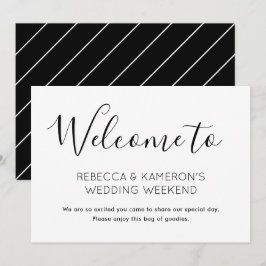 Invitación Bienvenida de boda elegante en blanco y negro