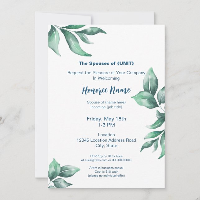 Invitación Bienvenida digital a la verde de los cónyuges mili (Anverso)