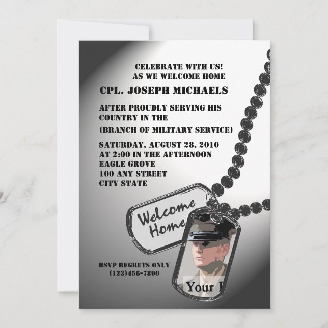 Invitación Bienvenida Hogar/ Militar (Anverso)