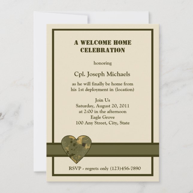Invitación Bienvenida Hogar/ Militar (Anverso)