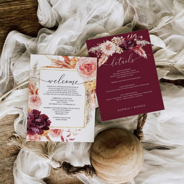 Invitación Bienvenida Itineraria Boda de Grass Boho Pampas (Subido por el creador)