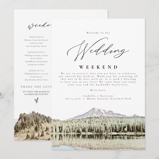 Invitación Bienvenida Itinerario a Boda de Montaña MONT RAINI (Anverso / Reverso)