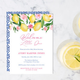 Invitación Bienvenida pequeña Capri Limones Niña Baby Shower