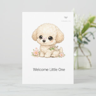 Invitación Bienvenida pequeña chibi Toy Poodle Bautizo 