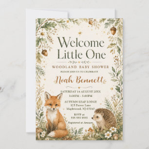 Invitación Bienvenida pequeña ducha de bebé del bosque
