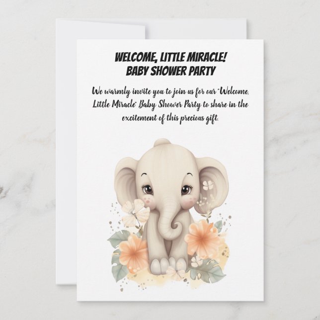 Invitación ¡Bienvenida, Pequeño Milagro! - Fiesta de Baby Sho (Anverso)