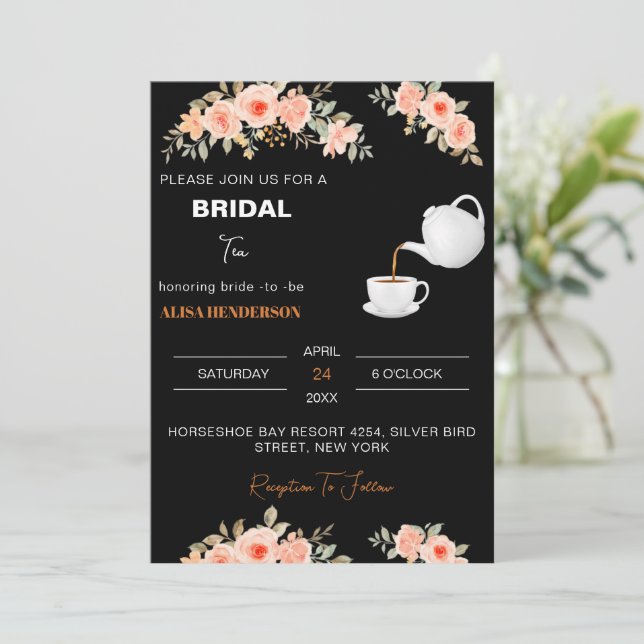 Invitación Bienvenida Té de novia fiesta Tea Shower Decoratio (Anverso de pie)
