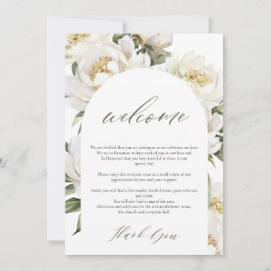 Invitación Bienvenida y Boda Itinerario Peony Blanco
