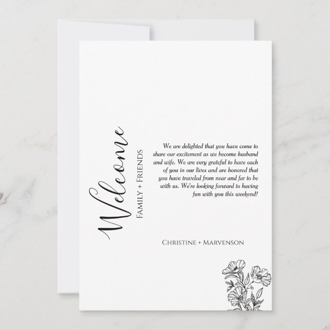 Invitación Bienvenidas y itinerario de fin de semana de boda  (Anverso)