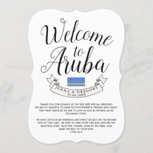 Invitación Bienvenido a Aruba   Boda de Destino Personalizada