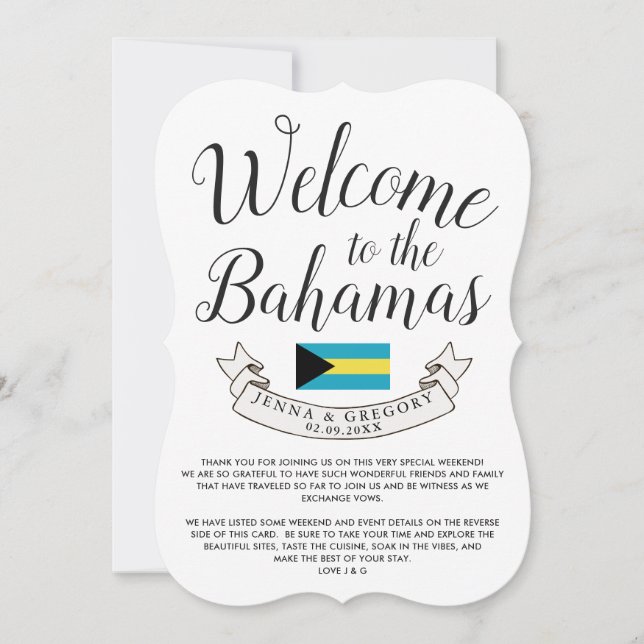 Invitación Bienvenido a Bahamas | Boda de destino personaliza (Anverso)