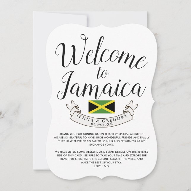 Invitación Bienvenido a Jamaica | Boda de Destino Personaliza (Anverso)