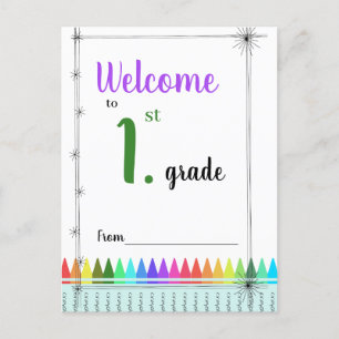 Invitación Bienvenido a la postal de primer grado