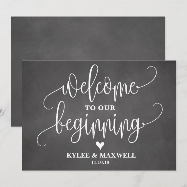 Invitación Bienvenido a Nuestro Inicio Letrero de Boda Editab (Anverso / Reverso)