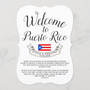 Invitación Bienvenido a Puerto Rico  Favor de la boda de dest