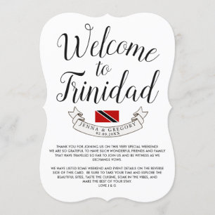 Invitación Bienvenido a Trinidad   Favor de Boda de Destino