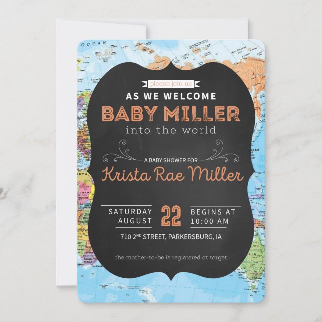 Invitación Bienvenido a World Baby Shower Invite (Anverso)