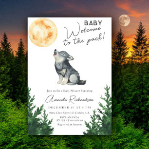 Invitación ¡Bienvenido al grupo! Shower de Lobo Bebé