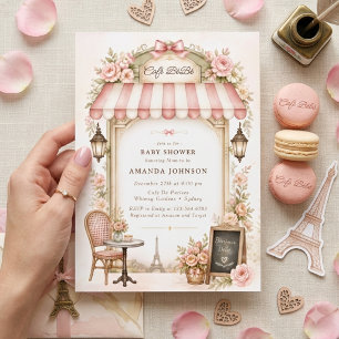 Invitación Bienvenido Bebe Oh La La Bebe Fiesta de Bebé Rosa