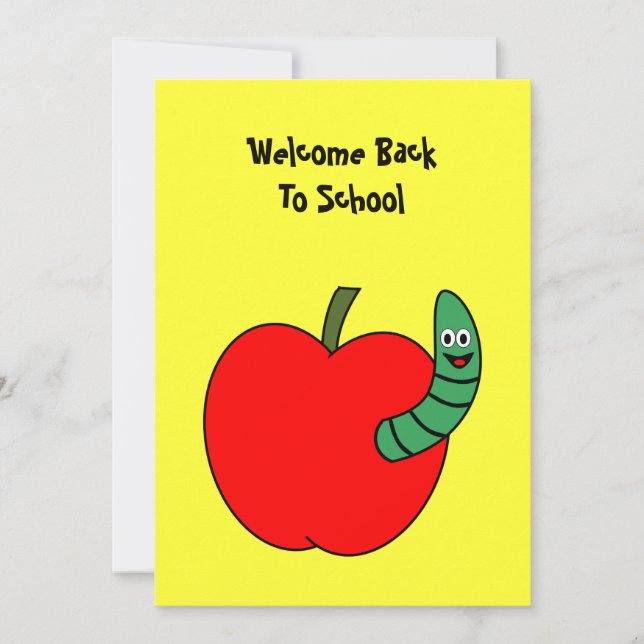 Invitación Bienvenido De Nuevo A La Escuela De Manzana Roja Y (Anverso)