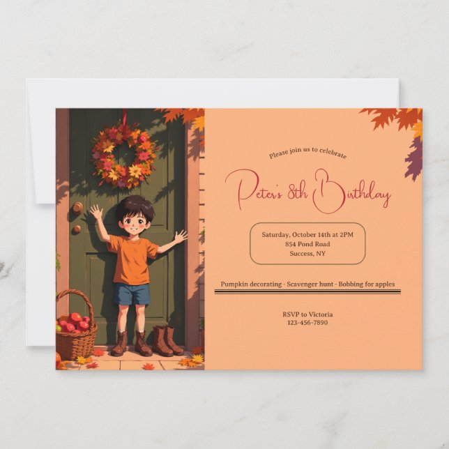 Invitación Bienvenido de otoño (Anverso)