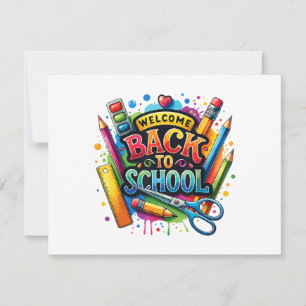 Invitación Bienvenido de vuelta a la escuela, primer día de c