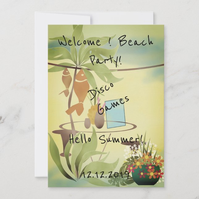 Invitación ¡Bienvenido ! Fiesta en la playa (Anverso)